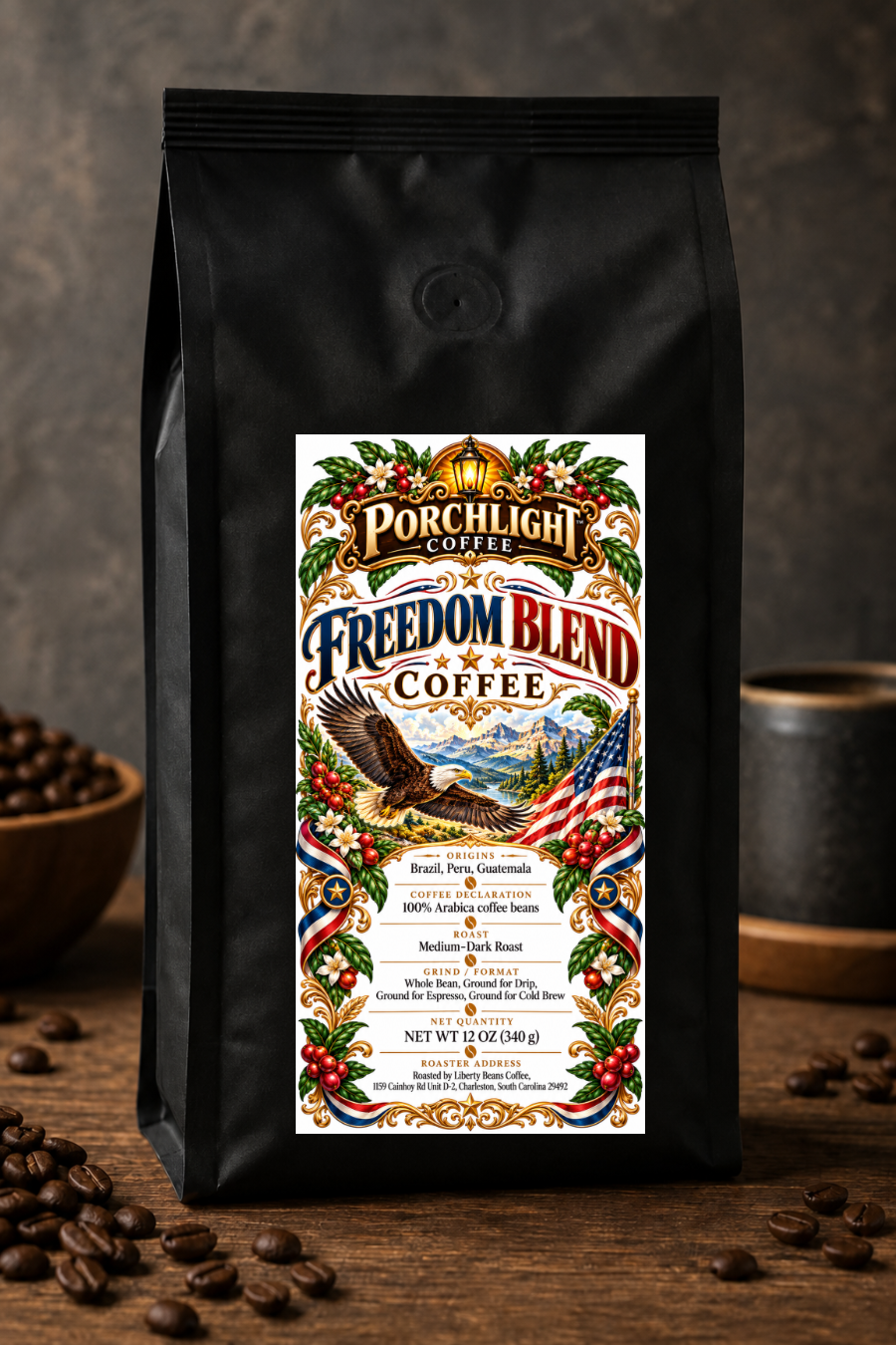 Freedom Blend private-label coffee bag