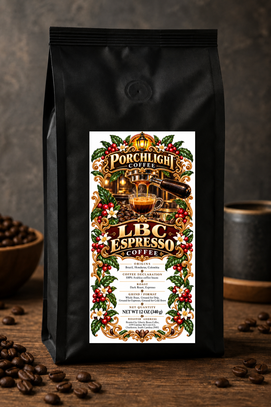 LBC Espresso private-label coffee bag