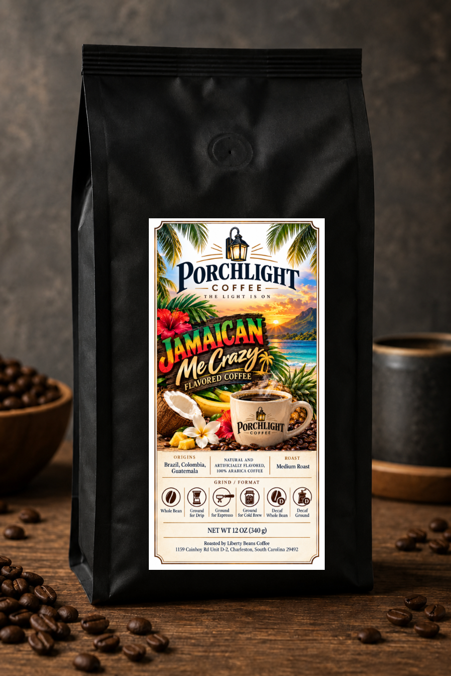 Liberty Beans Jamaican Me Crazy Flavored Coffee private-label coffee bag