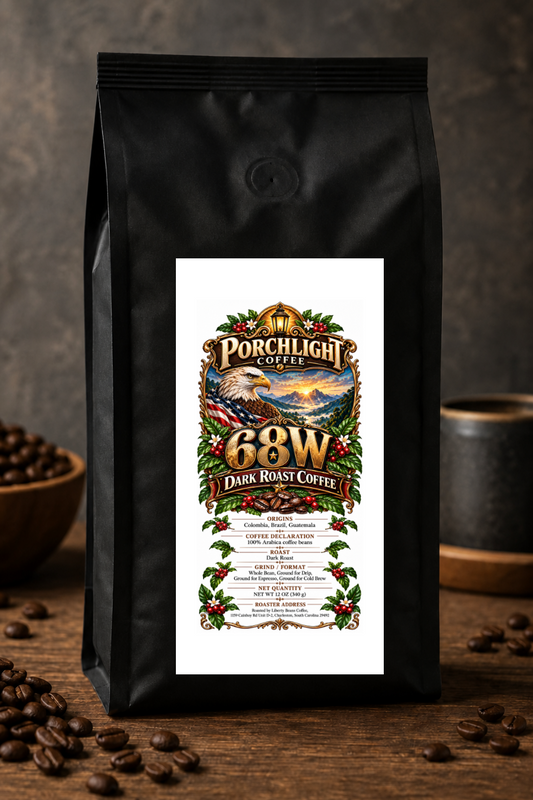 68W Dark Roast private-label coffee bag