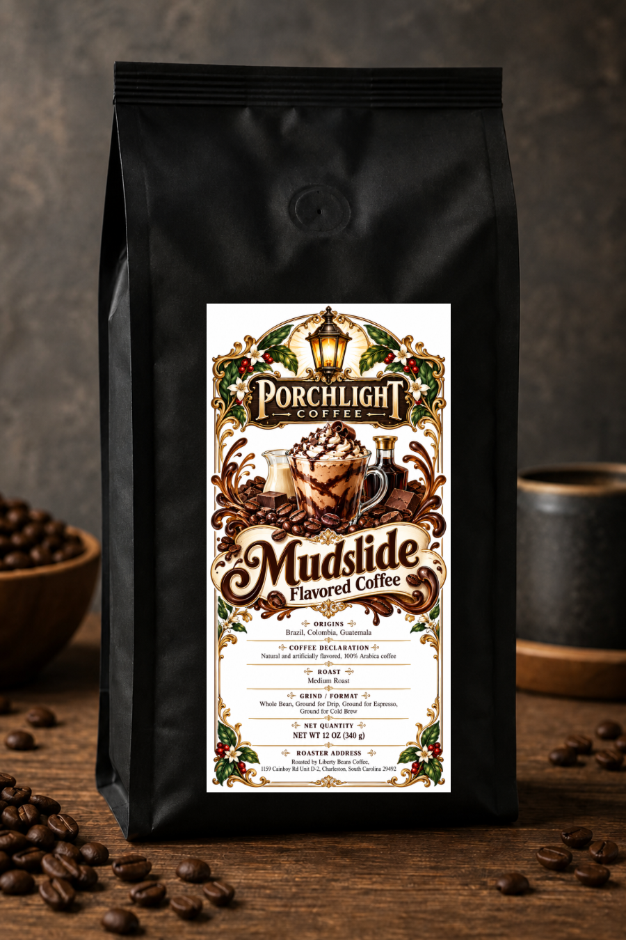 Mudslide Flavored private-label coffee bag