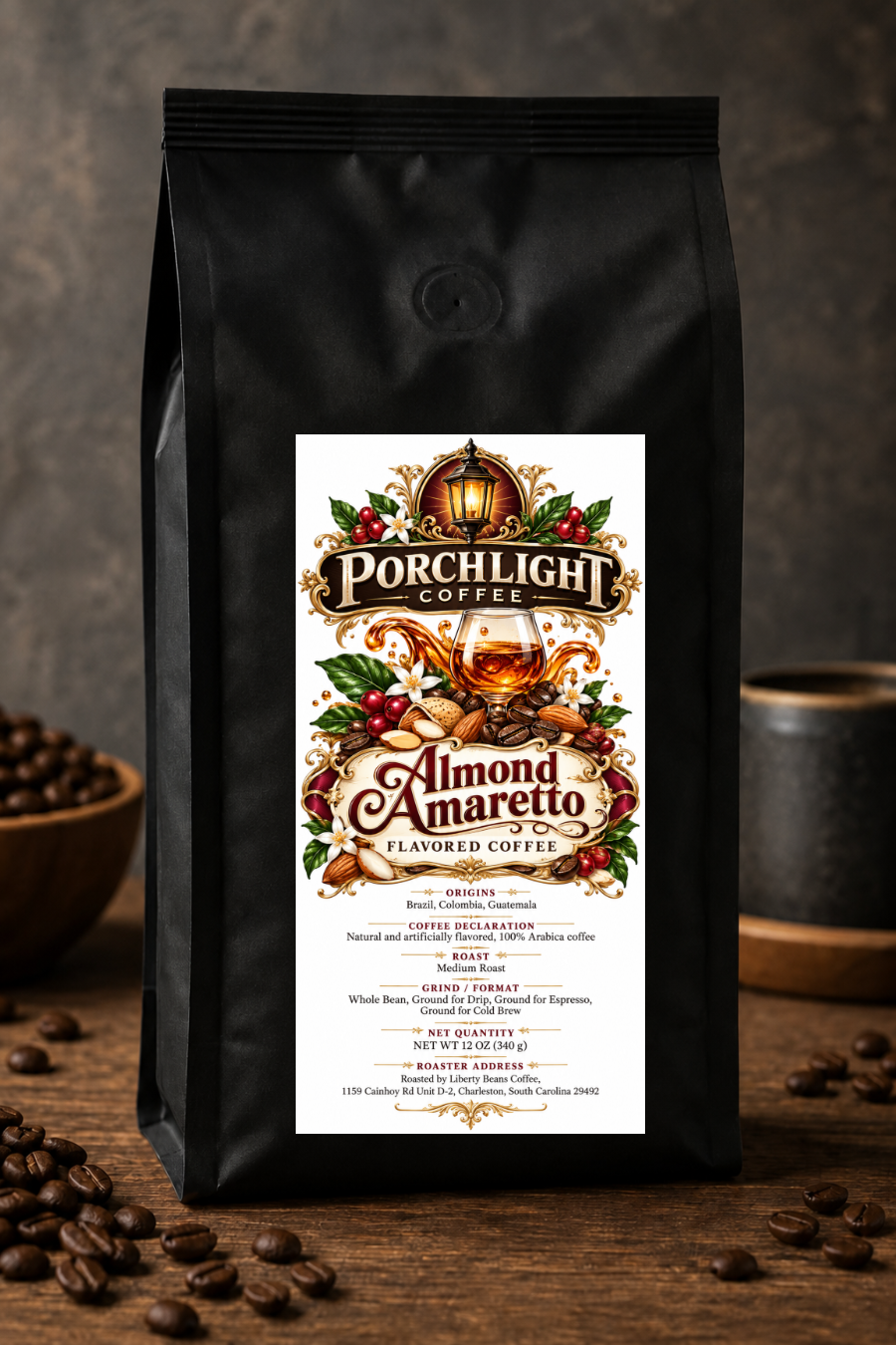 Almond Amaretto Flavored Coffee private-label coffee bag