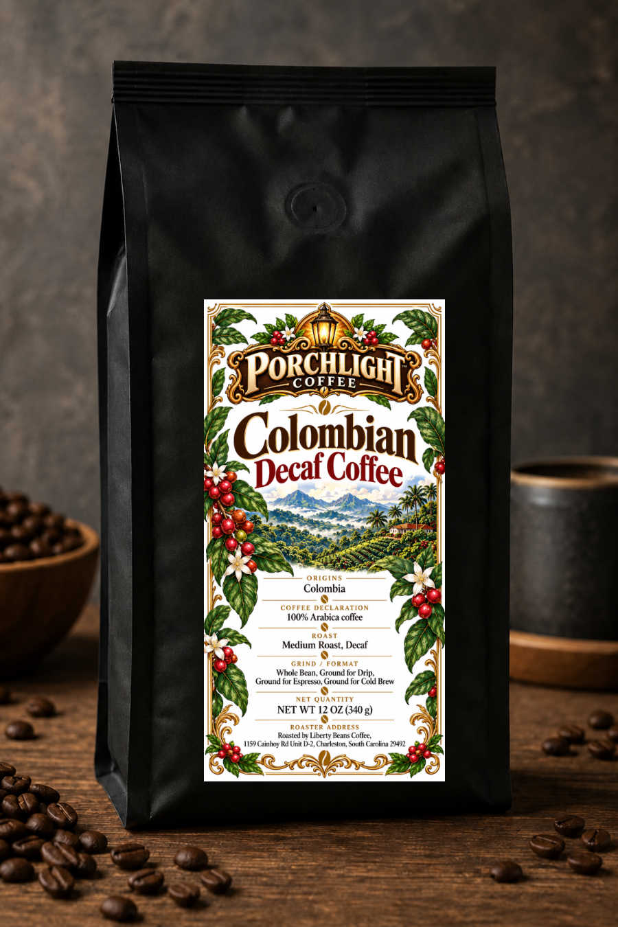 Colombian Decaf private-label coffee bag