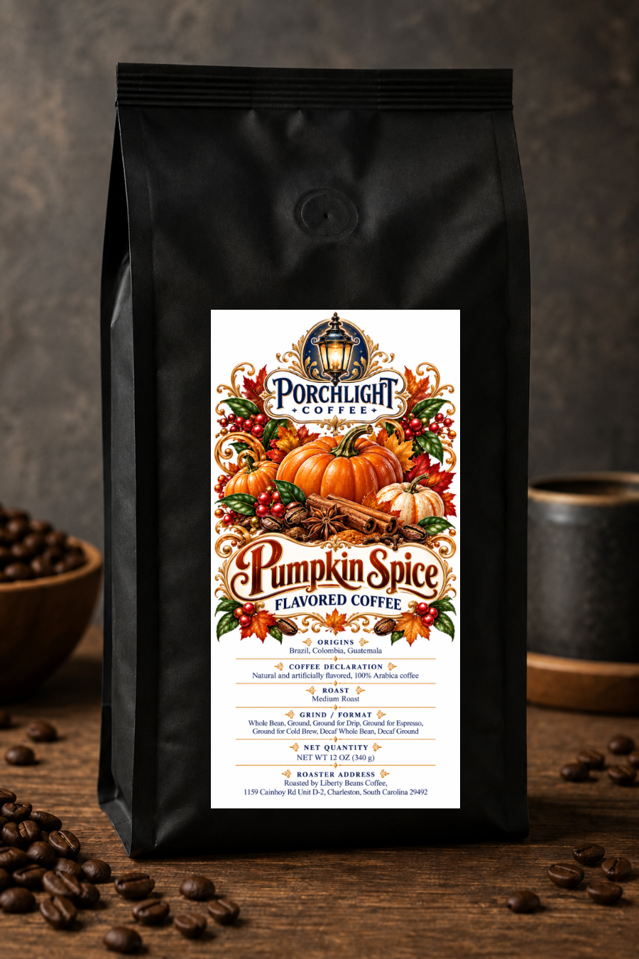 Pumpkin Spice Flavored private-label coffee bag