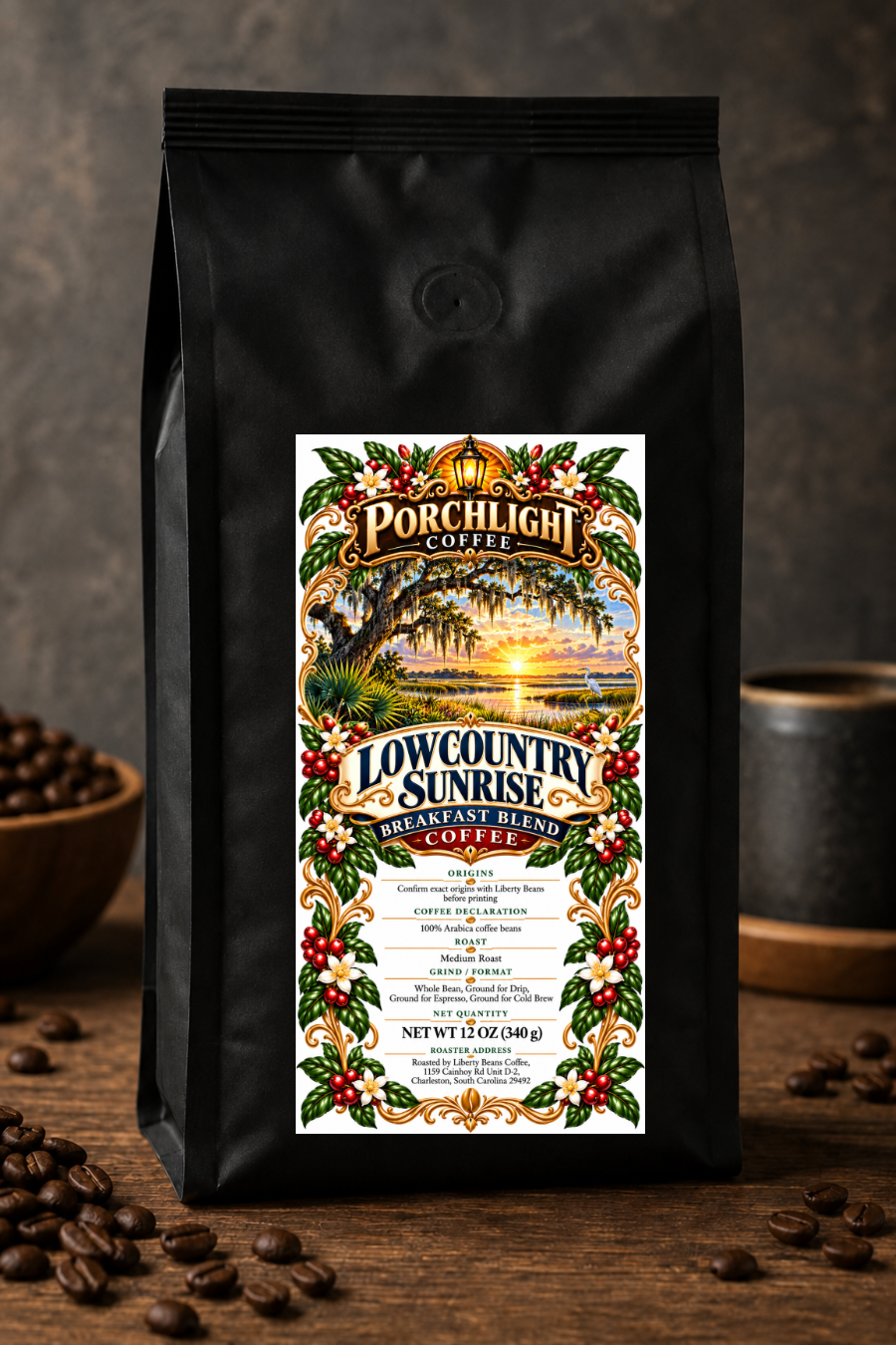 Lowcountry Sunrise Breakfast Blend private-label coffee bag
